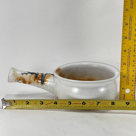 Brenner Tolliver Pottery Handcrafted Stoneware Hollow Handle Soup Bowl White - Picture 14 of 16